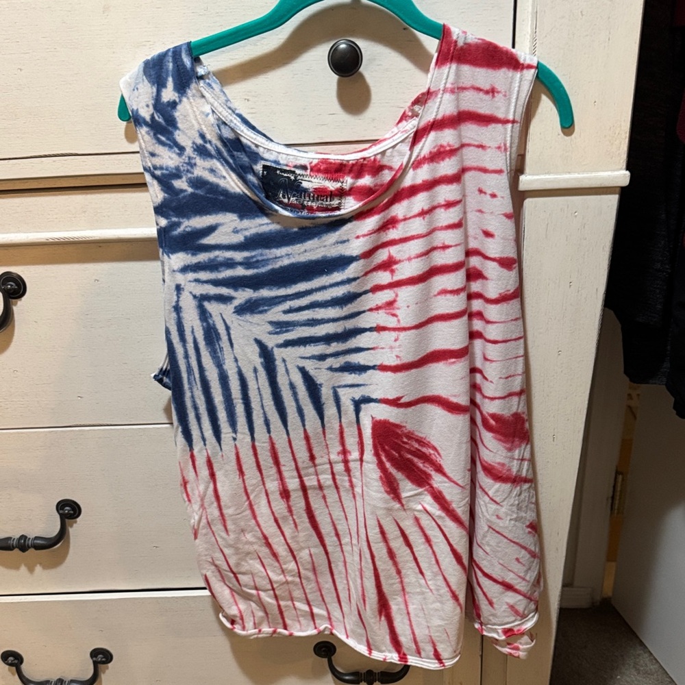 NATURAL LIFE Red and Blue Tie-Dye Tank Top